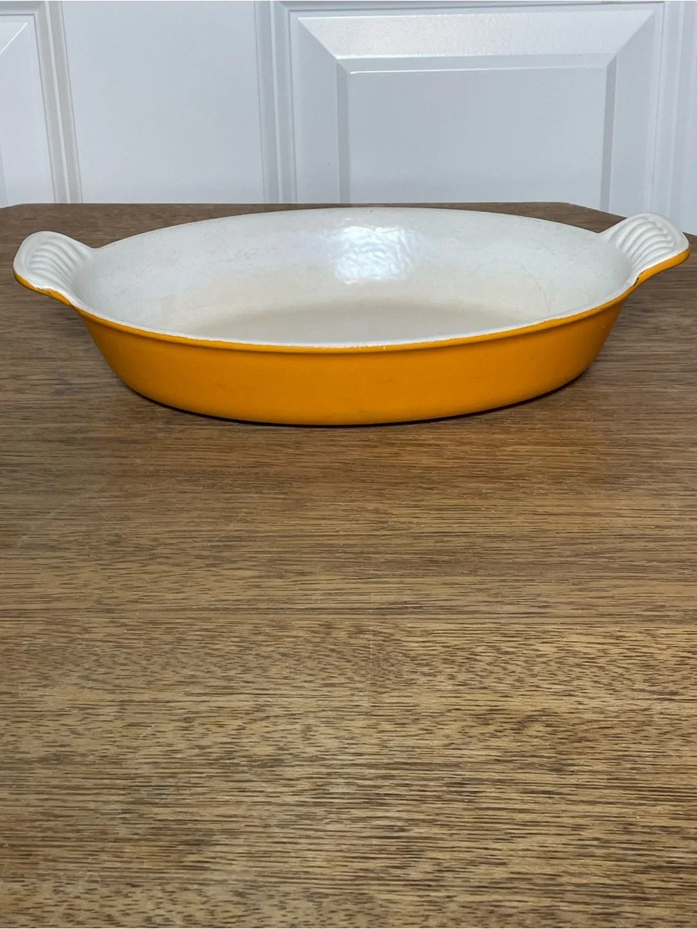 Vintage Le Creuset Flame Orange Oval Au Gratin Cast Iron Baking Dish 20